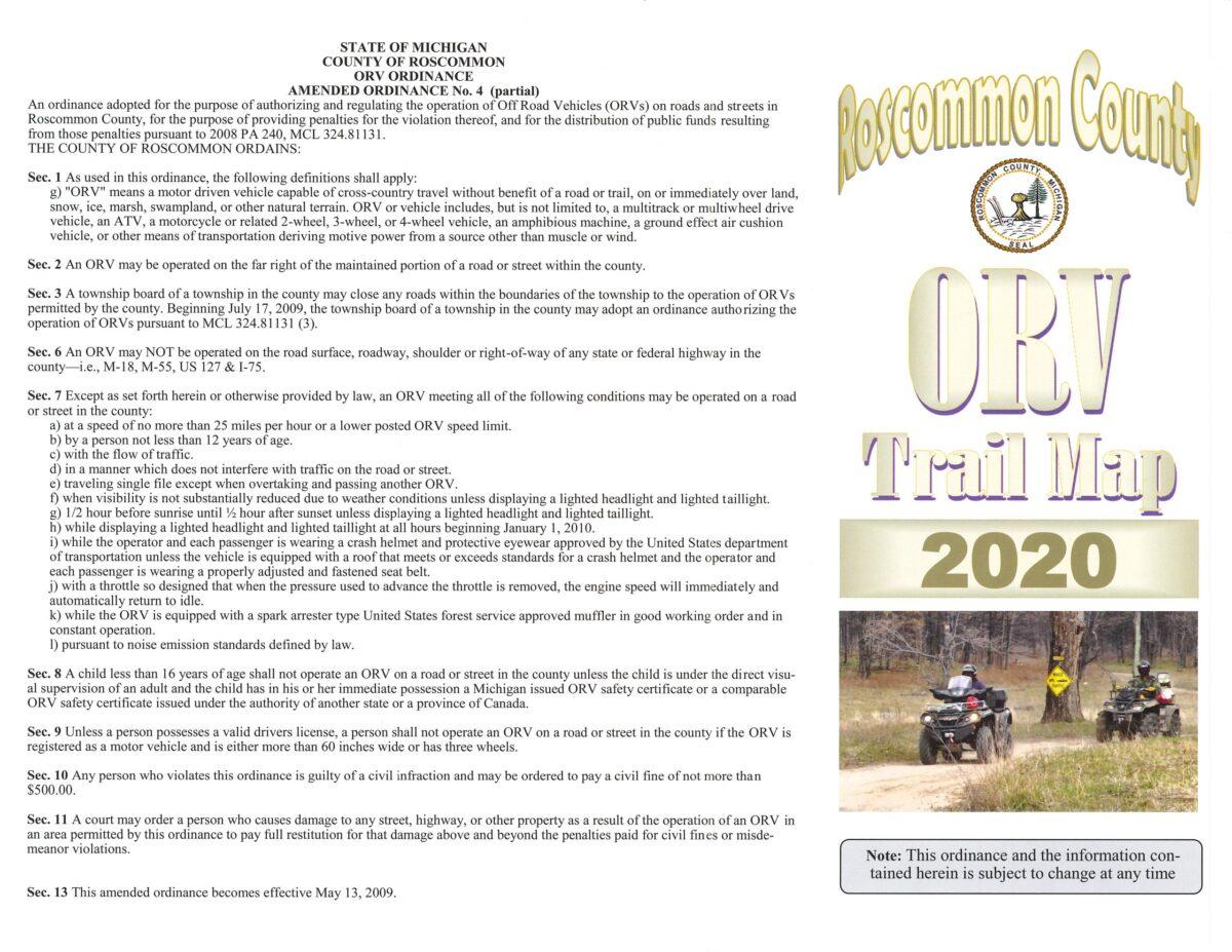 Co. ORV Ordinance/Map Gerrish Township Police Department